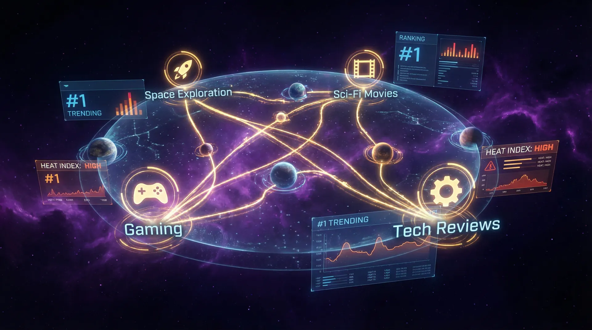 蜜芽 热门航线星图 - 各分区热度排行